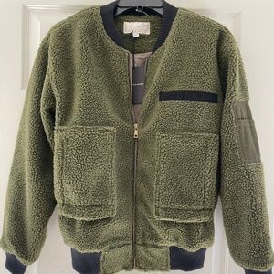 J.O.A. Green Sherpa Bomber Jacket